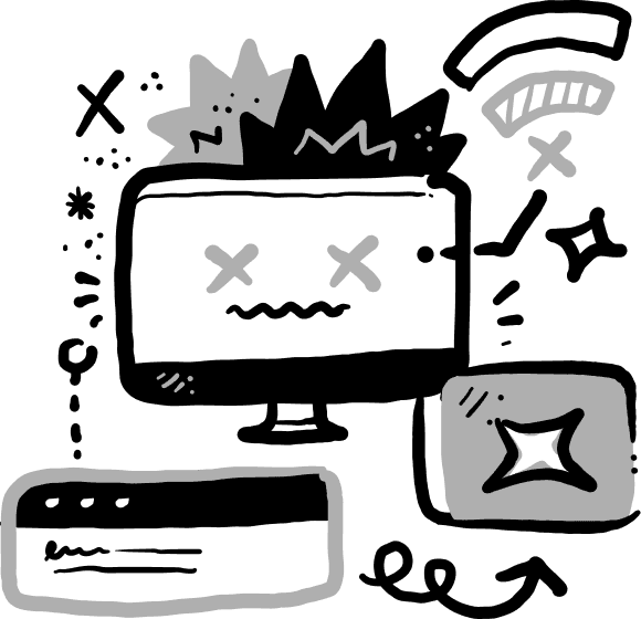 Tired computer illustration representing CRM frustration